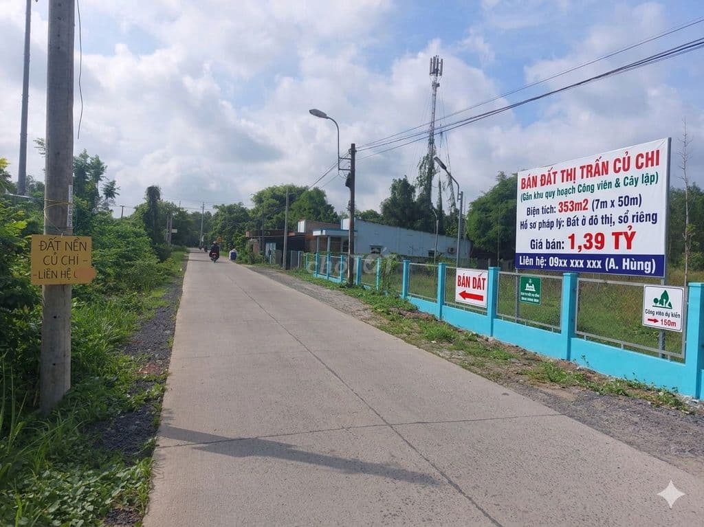 BÁN GẤP ĐẤT THỊ TRẤN CỦ CHI 353M², GẦN CÔNG VIÊN CÂY SỘP GIÁ 1,39 TỶ