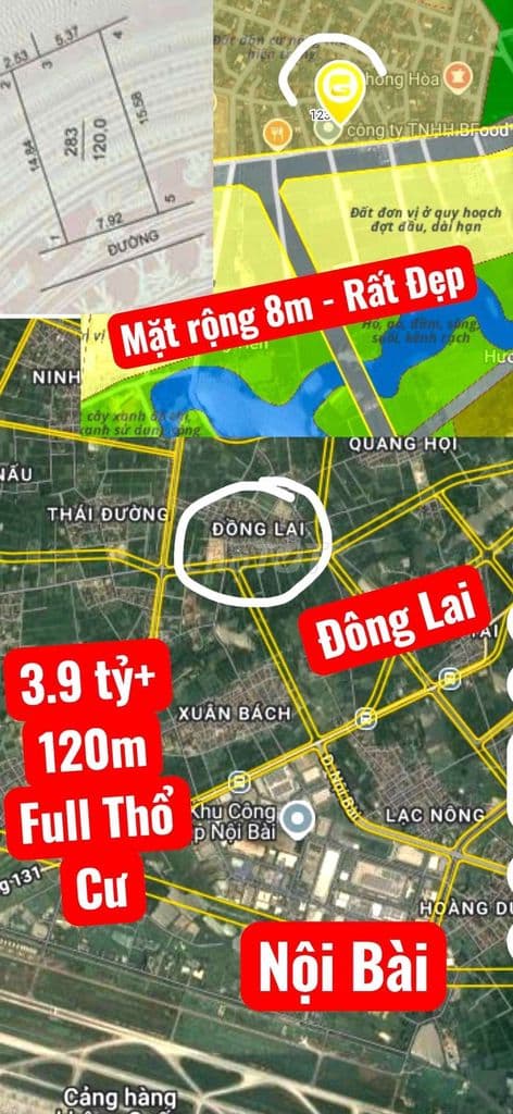 Hơn 3.9tỷ 120m full thổ cư mặt tiền rất rộng 8m Đất Đông Lai gần KCN