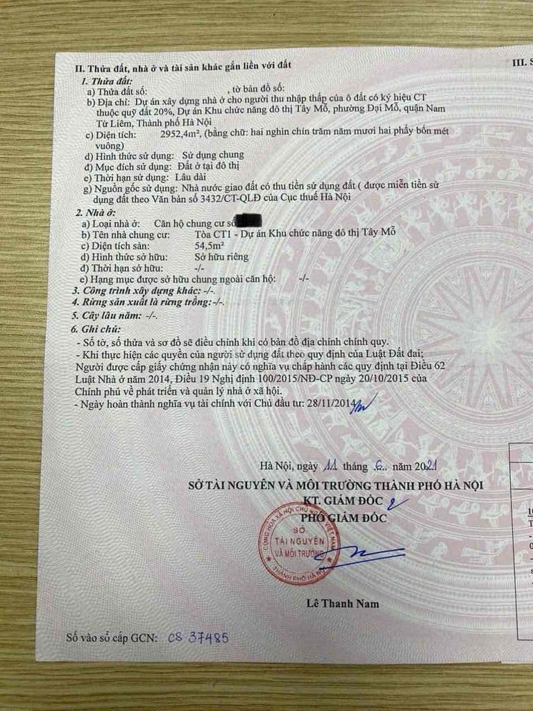 Bán căn hộ chính chủ 55m, cạnh Vin Tây Mỗ