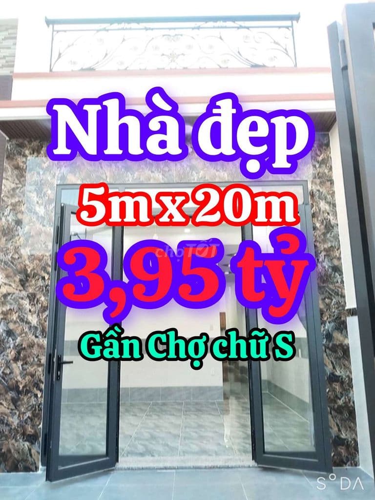 BÁN NHÀ ĐẸP 5M X 20M GẦN CHỢ CHỮ S TRẦN VĂN MƯỜI