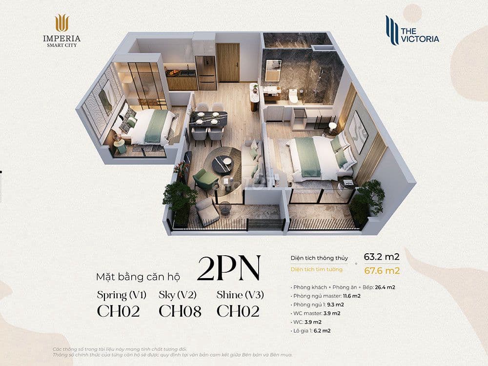 Chủ Cần tiền bán gấp CH 2PN Victoria 65m2 Giá 4.950 KH vào tiền giãn - Ảnh 2