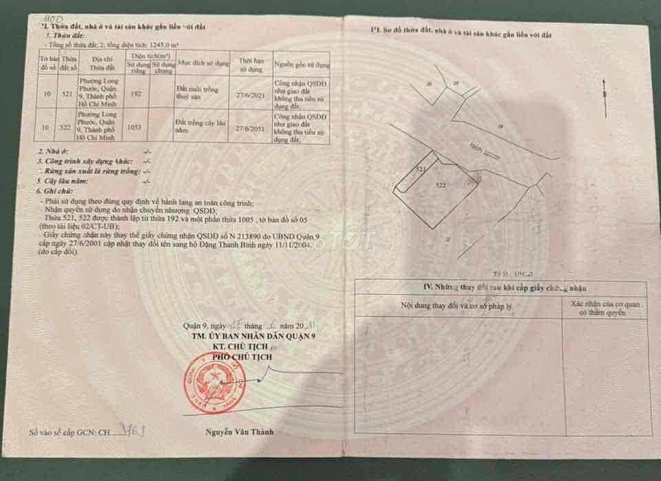 Chính Chủ Bán Lô Đất 1245m2 Tại 21 Long Phước Giá 8 Tỷ Chốt 6,5 Tỷ