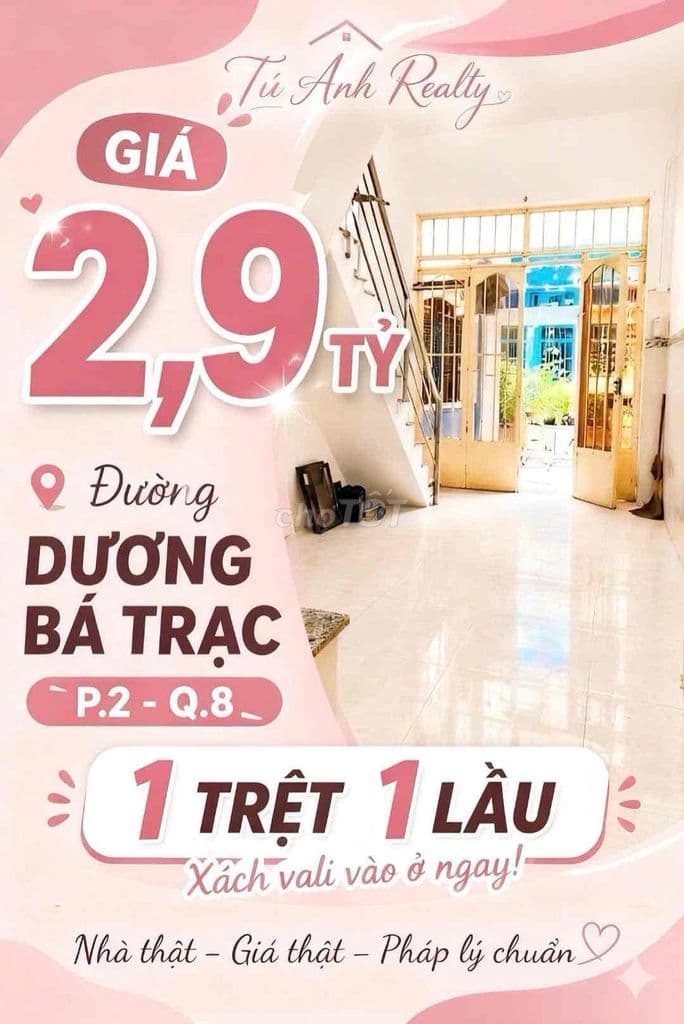 Nhà 1 trệt 1 lầu đường Dương Bá Trạc, P2, Q8 giá chỉ 2,9 tỷ