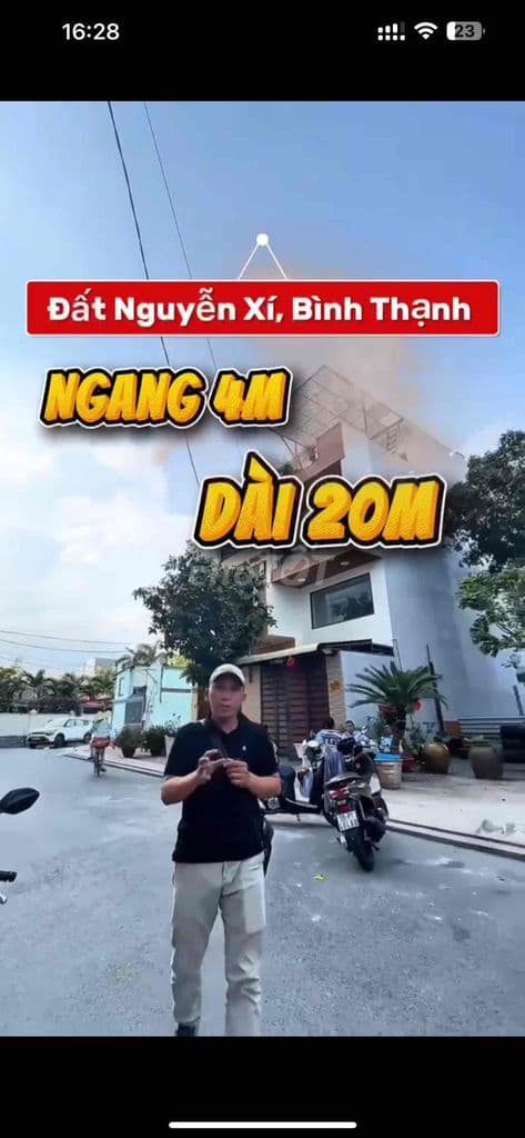 Đất Nguyễn Xí, Bình Thạnh 80m2 Giá Nhỉnh 4 TỶ, gần Vincom Nguyễn Xí