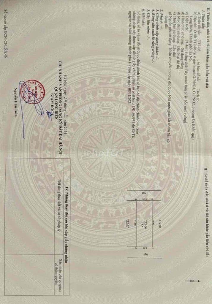 chính chủ nhờ bán lô đất đấu giá cự khối 2 mặt đường