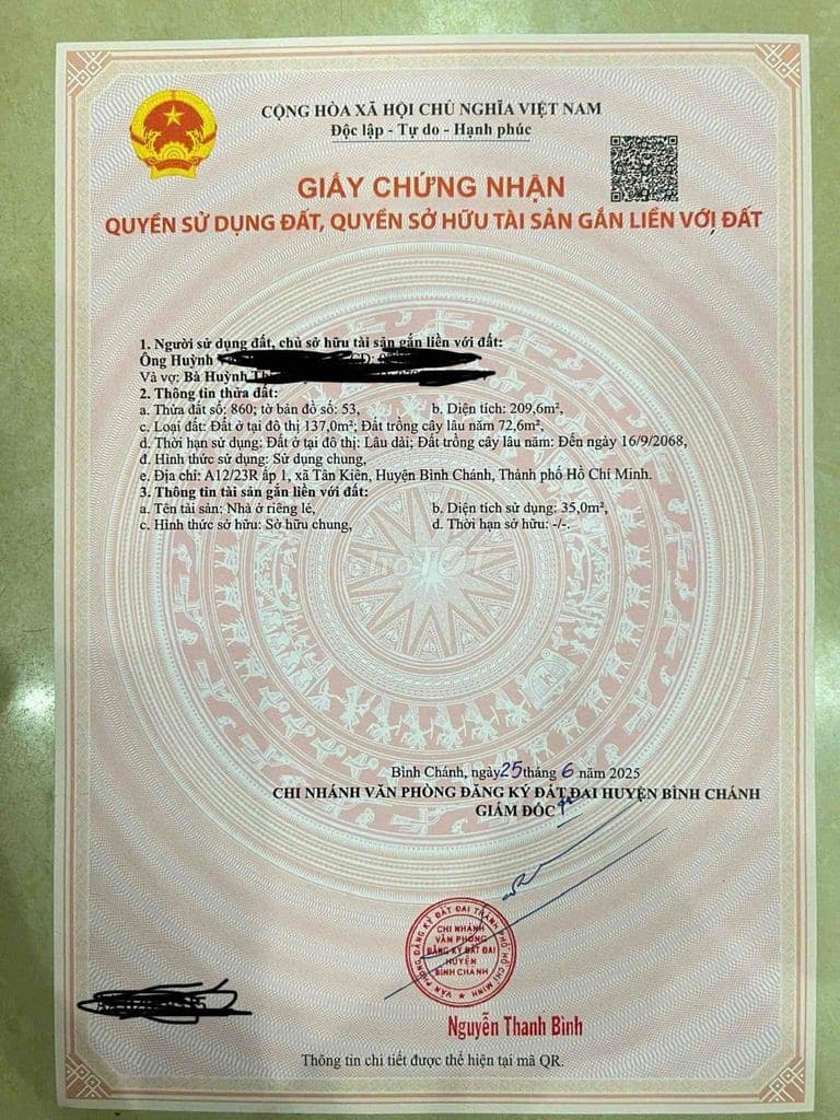 Bán Đất Nền Xóm Hố Xã Tân Kiên Củ Tân Nhựt Mới