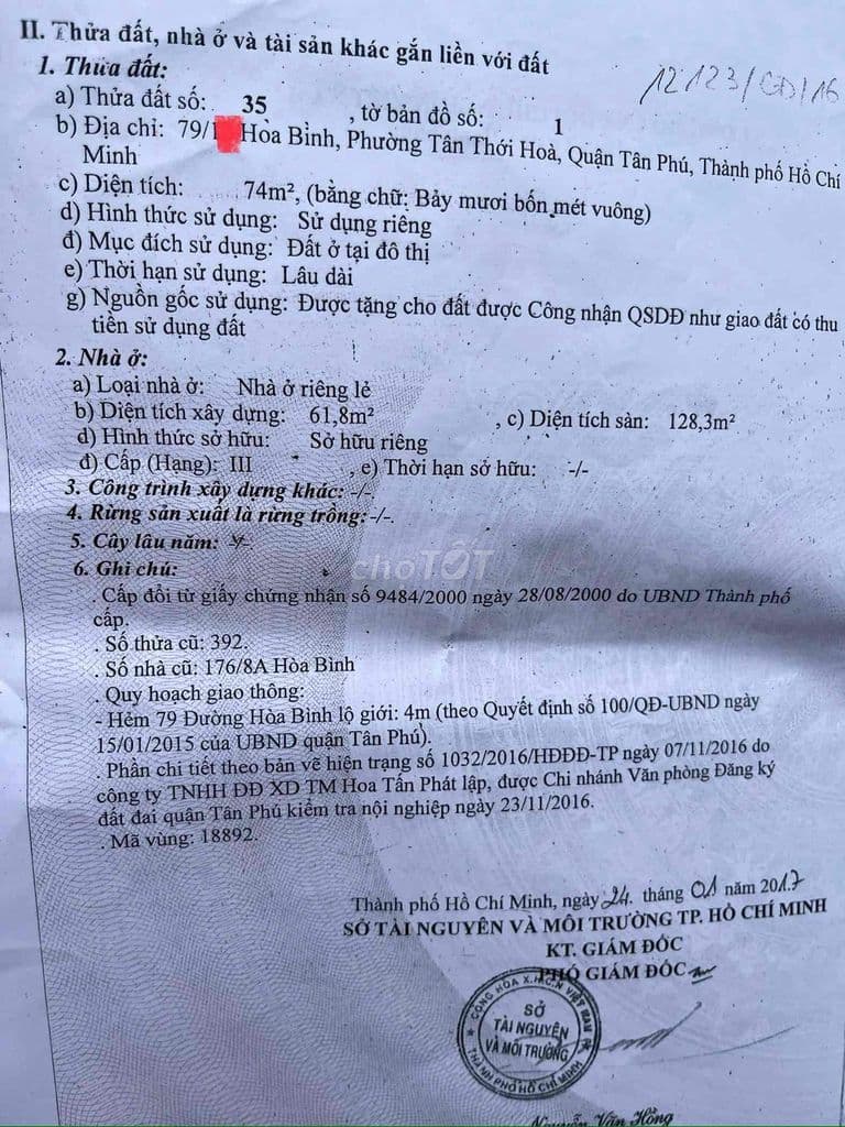9c HXH 74m 1 lầu , sau can Mt dg Hoà Bình , ngay ngã tư lũy bán bích