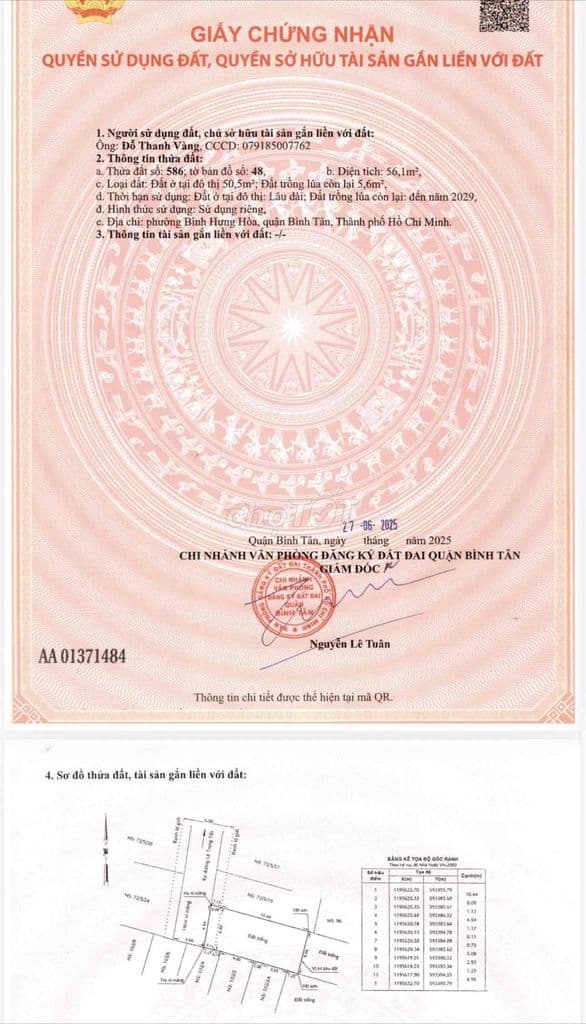 Bán Đất Ngang 5m hẻm 5m khu dân cưu Lê Trọng Tấn