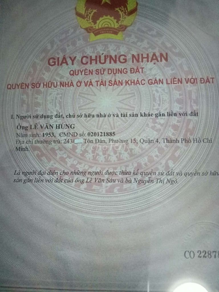 Đất nền nhà 243/3K Tôn Đản. DT 62.6m2. F15 - Q4 - Ảnh 3