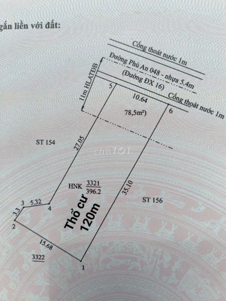 Bán đất 396m2 Phú An, TP.HCM, vị trí đẹp