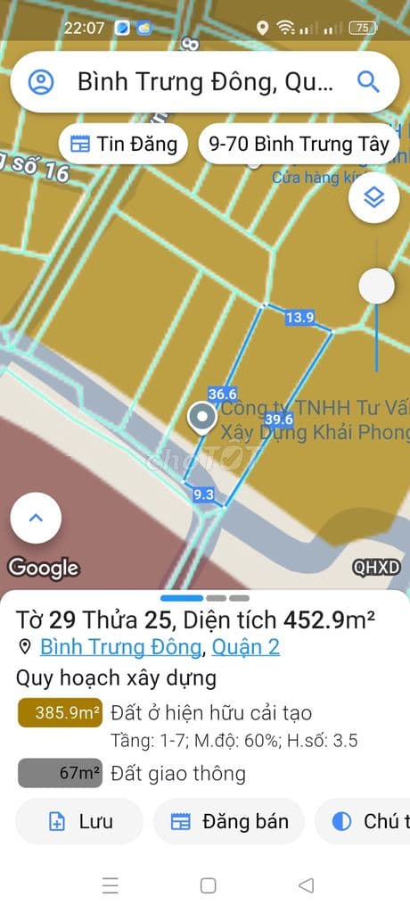 Bán 452m2 đất thổ cư phường Bình Trưng