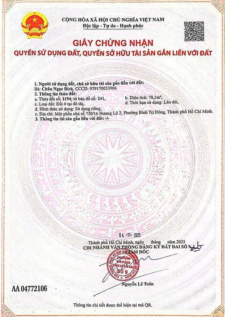 Đất Hẻm 413 Lê Văn Quới- Đường 12m Kinh Doanh (4m*20m) GPXD được 6 tấm