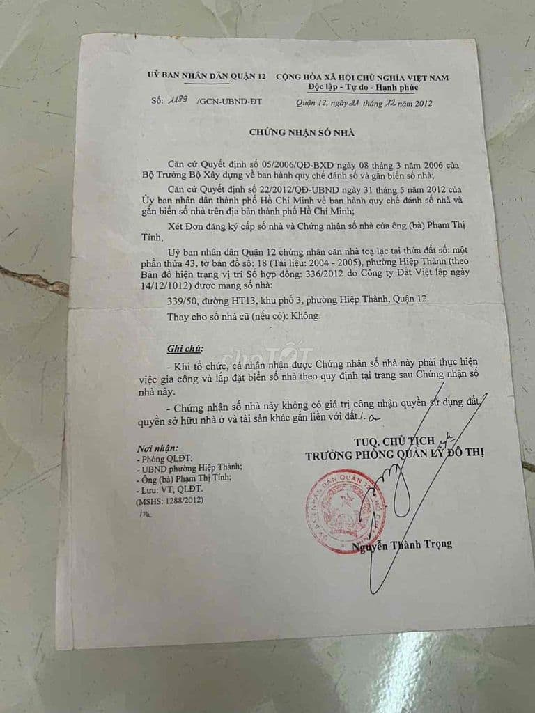 Nhà bán ngay chợ hiệp thành 4-8m 1 lầu số nhà quận riêng, kê khai rien