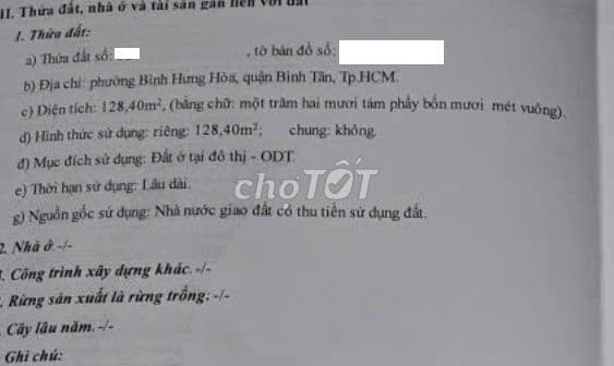 CHÍNH CHỦ CẦN BÁN LÔ ĐẤT BÌNH TÂN DIỆN TÍCH: 8X16M. - Ảnh 3