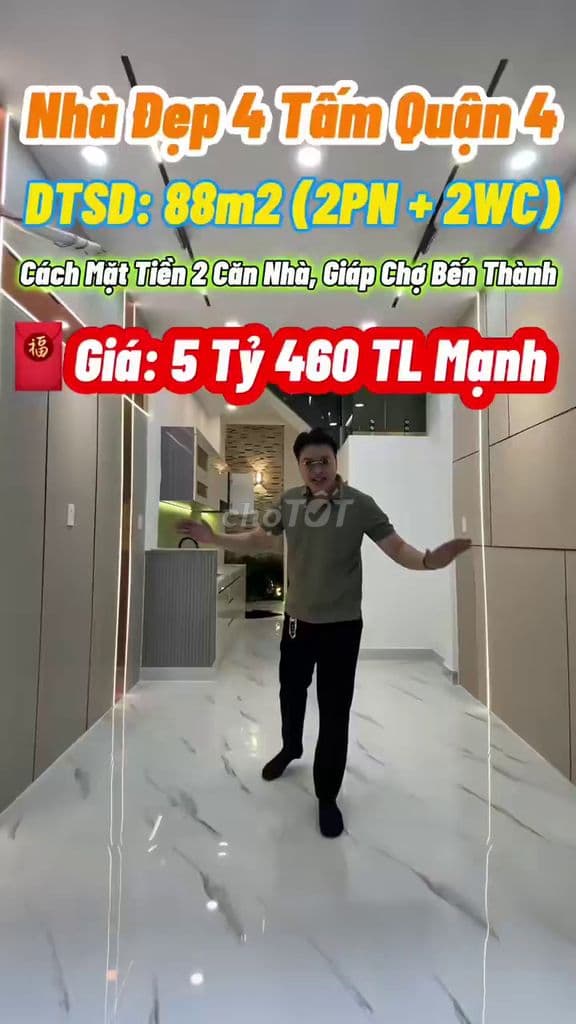 Nhà Quận 4 mới đẹp 4 tấm giá 5 tỷ nhỉnh, 1' đến Chợ Bến Thành
