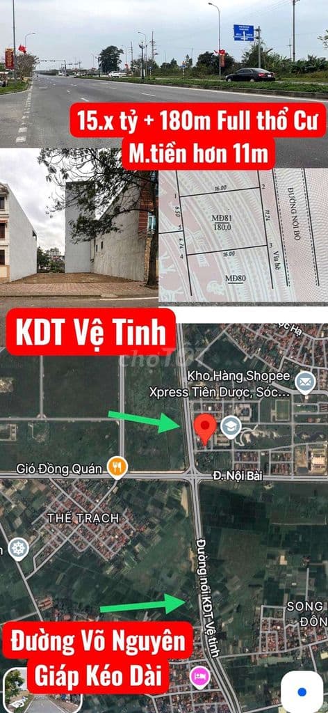85tr/m 180m đất đấu giá KDT Vệ Tinh nằm trên đường Võ Nguyên Giáp