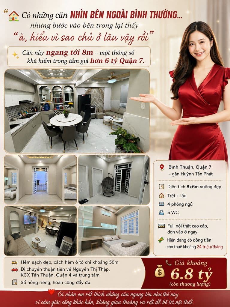 Căn ngang tới 8m – một thông số khá hiếm trong tầm giá hơn 6 tỷ Quận 7