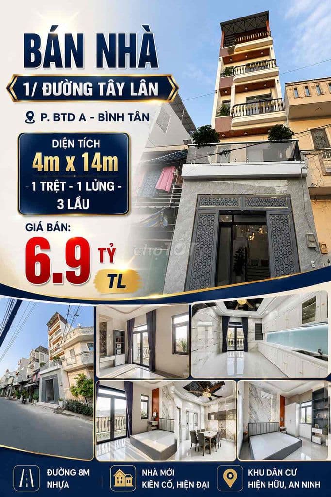 🔥 Nhà Mới 5 Tầng Sang Trọng Tây Lân Bình Tân 4x14m Chỉ 6.9 Tỷ