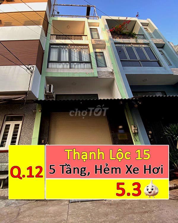 Nhà 5 tầng đường Thạnh Lộc 15, Quận 12, 52m2 (4.7 x 11), hẻm xe hơi