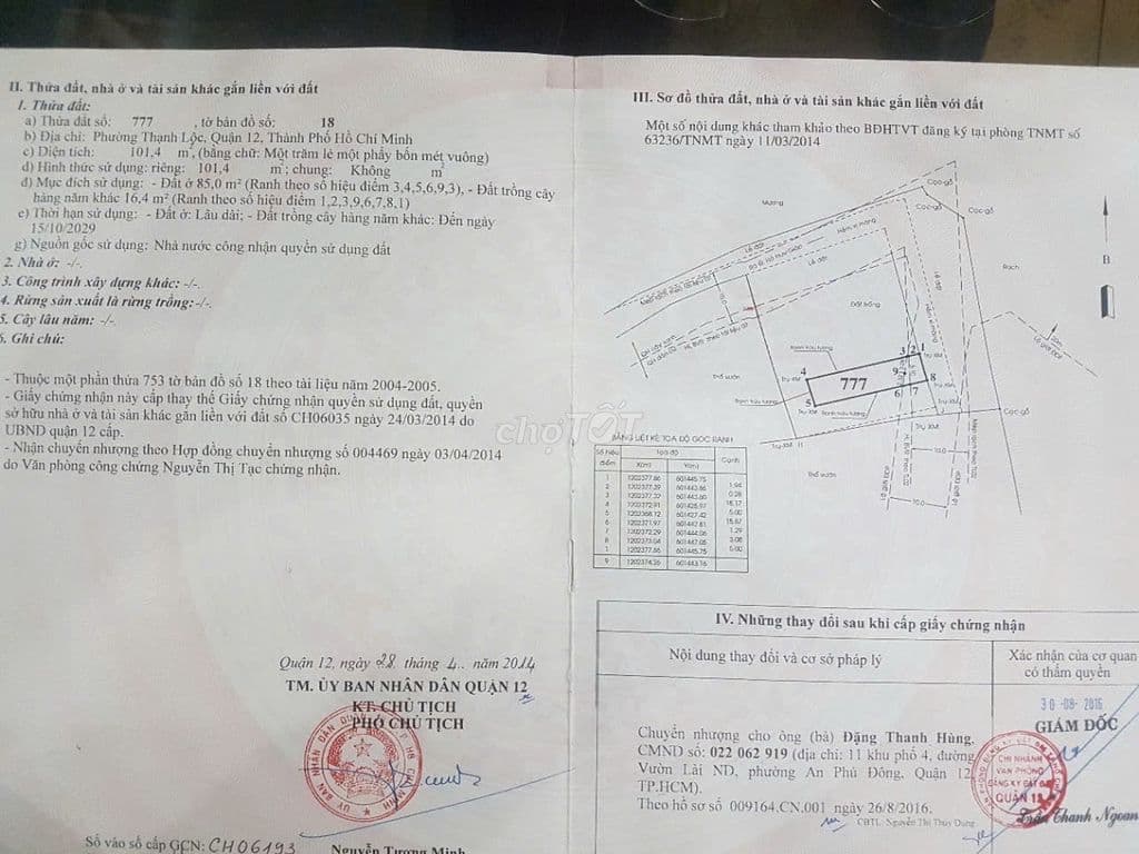 Đất mặt tiền bờ kênh đường Thạnh Lộc 22