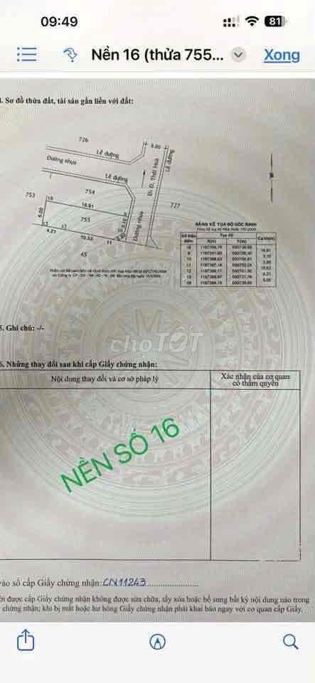 Bán Đất SHR 5*17m full Thổ Cư Hẻm 6m Ngay Chợ THỚI HOÀ Và KCN V. LỘC A