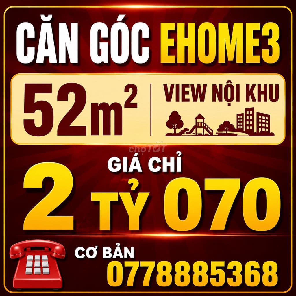 Ehome 3 - căn góc 52m2 - view nội khu - sổ chính chủ - giá siêu tốt - Ảnh 2