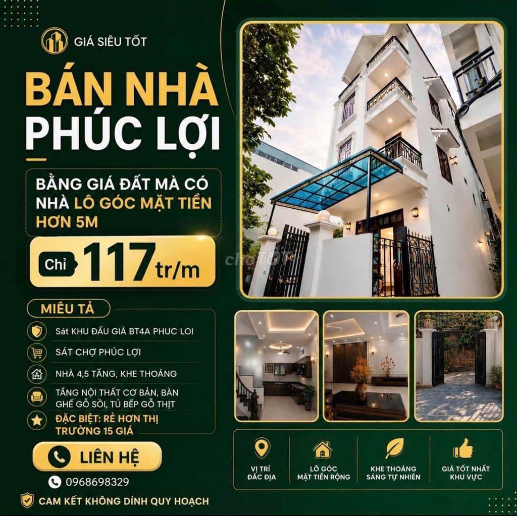 BIỆT THỰ PHÚC LỢI CHỈ 114TR/1M