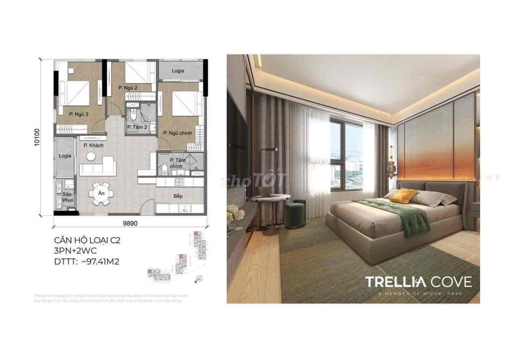 BÁN CĂN HỘ CAO CẤP 77m2 2PN,2WC KĐT MIZUKI PARK - Ảnh 3