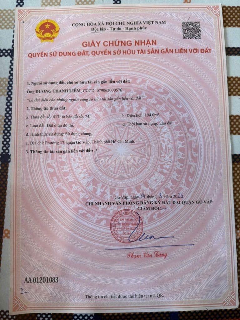 Chính chủ bán đất hẻm 226 Nguyễn Văn Lượng, vị trí đẹp