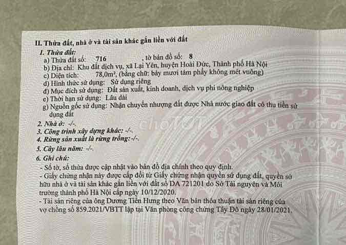 đất thổ cư S 78m2 đã có sổ khu dịch vụ Lại Yên - Ảnh 2