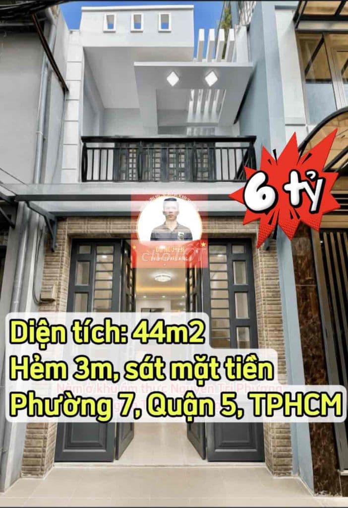 🏡 Nhà Quận 5 - Diện tích 44 m2 - hẻm xe ba gác - sát mặt tiền - chỉ hơ