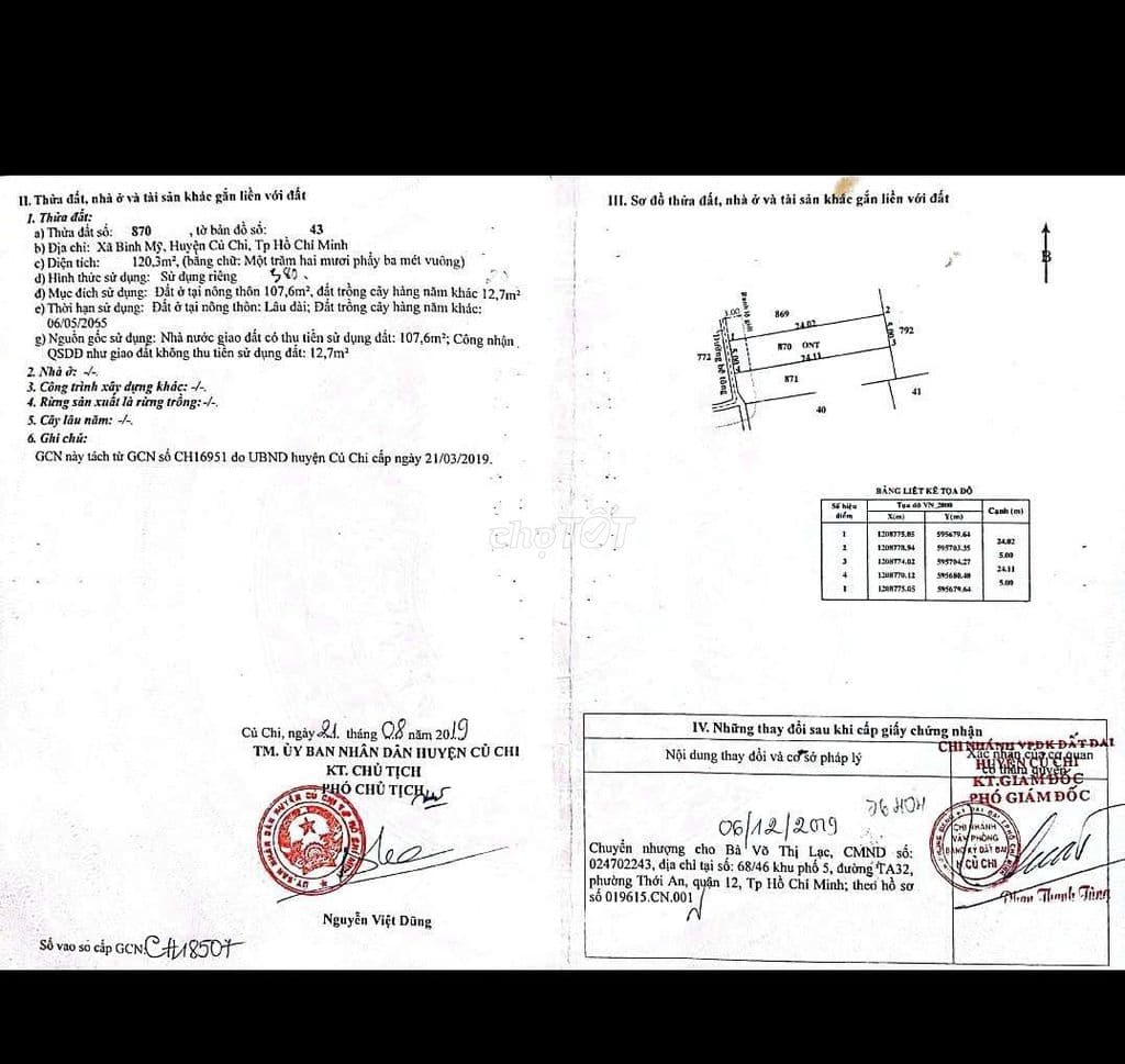 Bán đất đẹp bình mỹ đường bê tông 6m