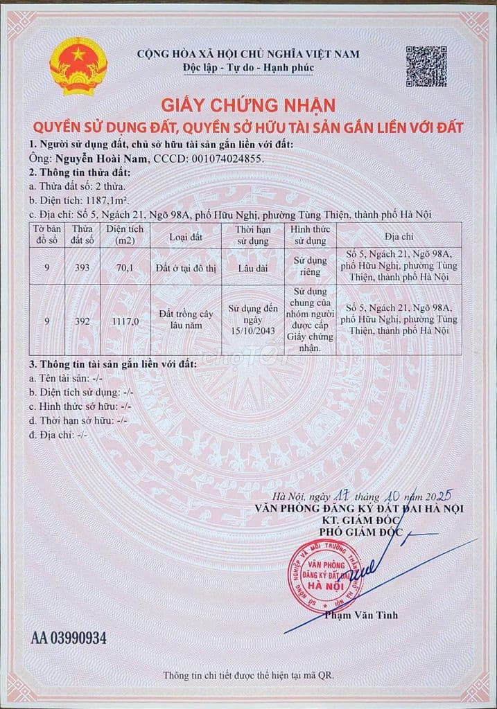 đất nền dự án này có diện tích 50 m², giá 1,7 tỷ, gần trường đại học