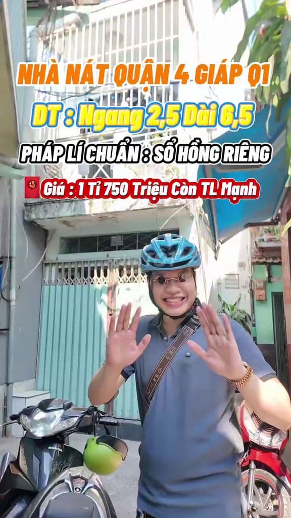 Bán Nhà Quận 4 Sổ Riêng, 1 Tỉ 750 Triệu, Giáp Q1, Tiện Xây Mới