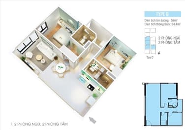 Căn 2PN tầng cao view Đông Nam thoáng mát - Ảnh 3