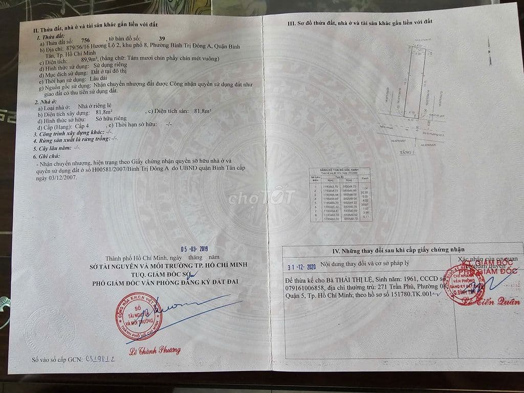 Bán nhà hẻm 879 Hương lộ 2