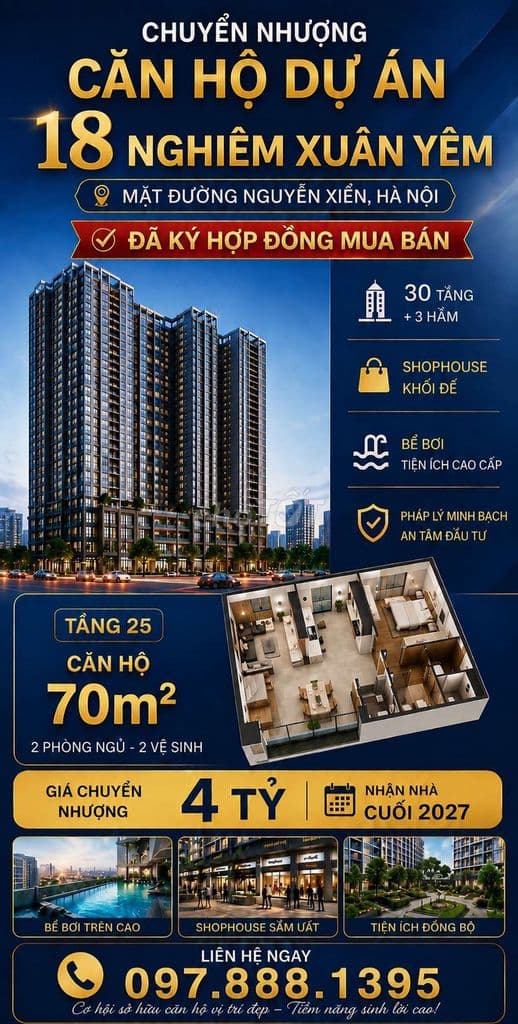 bán căn hộ 70m2-2N2VS mặt đường Nguyễn xiển