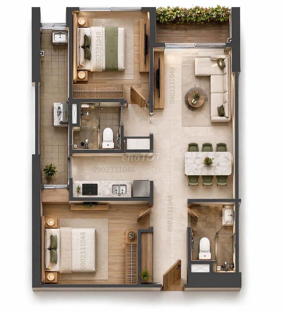 Mizuki Park-Trellia Cove căn 2PN2WC 77m2 giá 4.971 tỷ