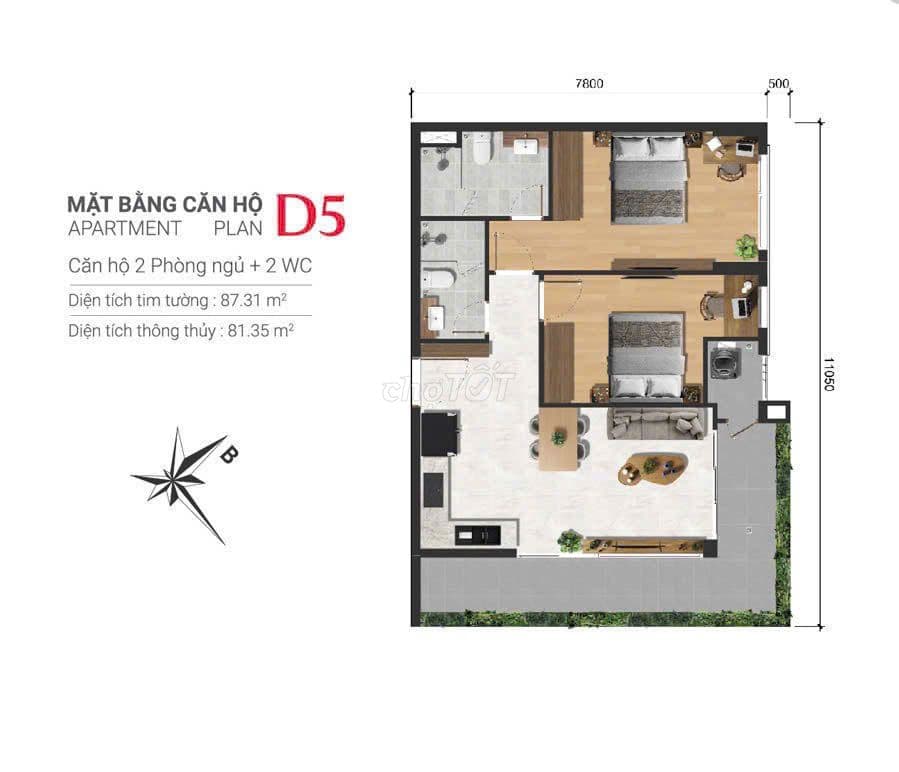 Nhượng 2PN sân vườn Happy One Sora, 87.31m2 + 24m2 SV, Làng ĐH Thủ Đức - Ảnh 3