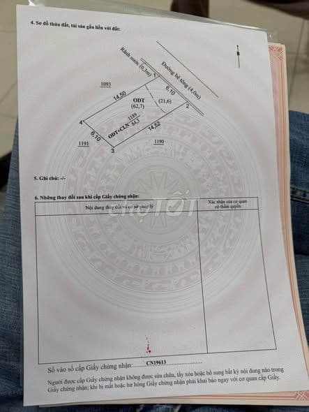 bán lô đất F0 Dinh Hoa 6,1x14,5m giá 1690 triệu
