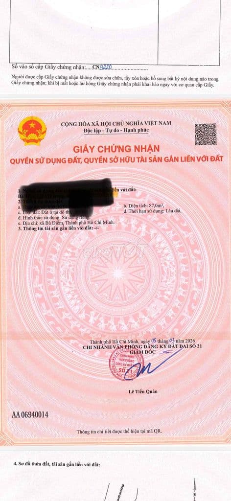 BÁN ĐẤT THỔ CƯ HẺM XE HƠI – GIÁ 4,6TỶ 📍 Xã Bà Điểm 📐 Diện tích: 5m x - Ảnh 2
