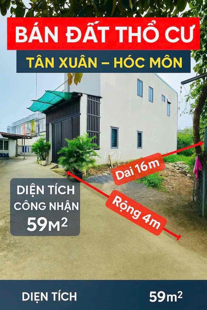 Đất 59m² Full Thổ Cư Tân Xuân Hóc Môn – SHR 2026 – Chỉ 2.6 Tỷ