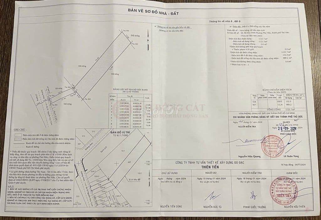Đất nền thổ cư tại Đặng Thanh Hiếu, Phú Hữu 9, 1121,7 m² giá 50,5 tỷ