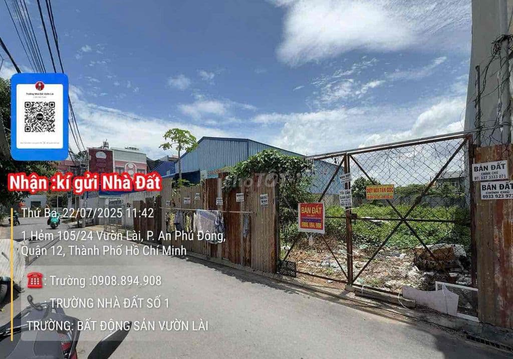 Bán đất hẻm 105 vườn lài an phú đông gần cầu