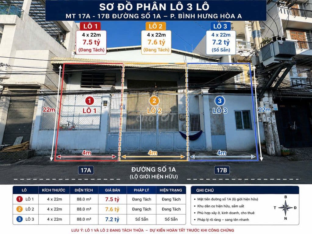 3 LÔ ĐẤT Mặt Tiền ĐƯỜNG SỐ 1A – Q. BÌNH TÂN, giá 22,3 tỷ - Ảnh 2