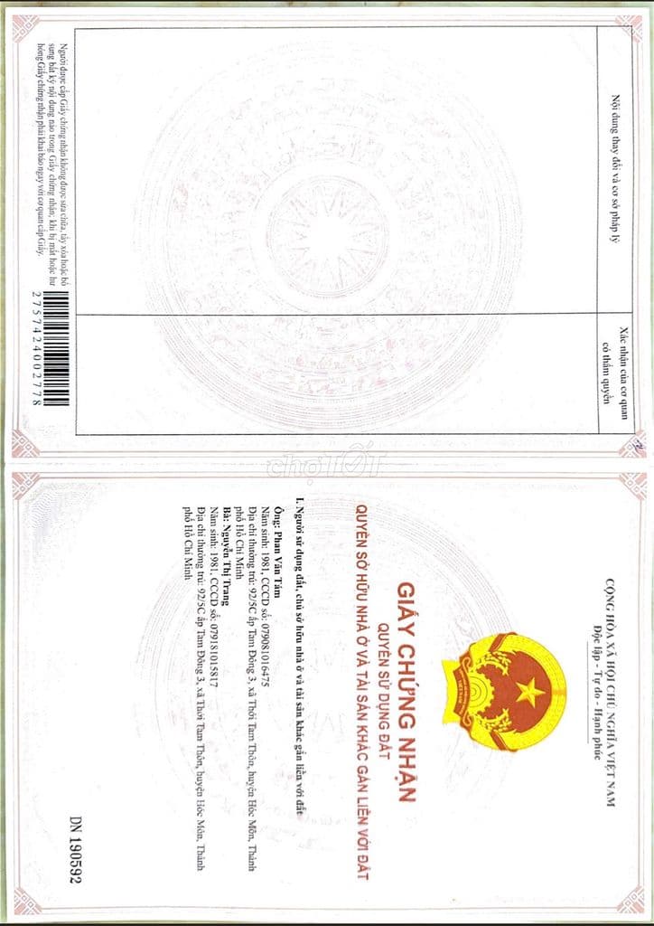 BÁN GẤP NHÀ LẦU 100M SHR 1/NGUYỄN THỊ SÁU , XÃ THỚI TAM THÔN , HÓC MÔN - Ảnh 2