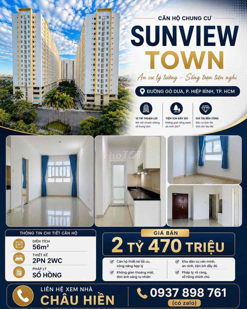 Chung cư Sunview Town - 2PN 2WC - View Sông - Ảnh 2