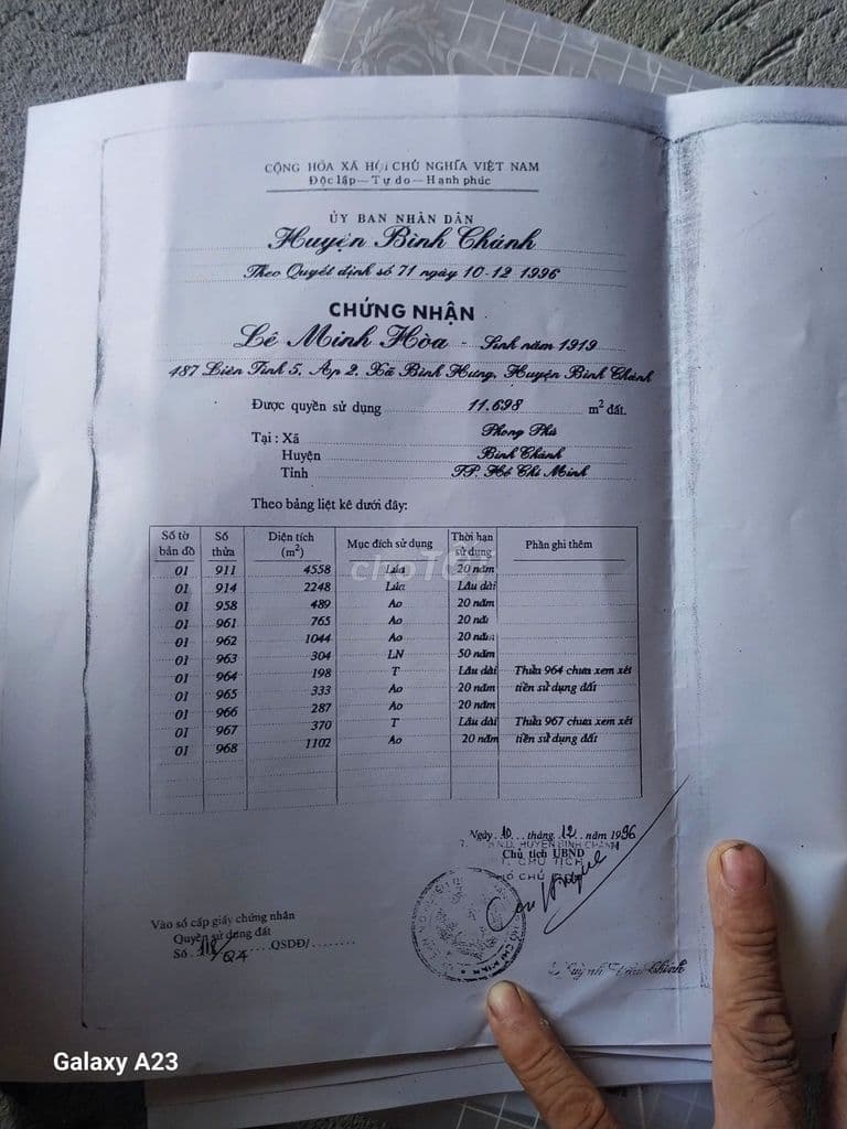 BÁN 11600m2 DIỆN TÍCH ĐẤT TRỒNG LÚA - AO - CÓ 200M DIỆN TÍCH ĐẤT THỔ