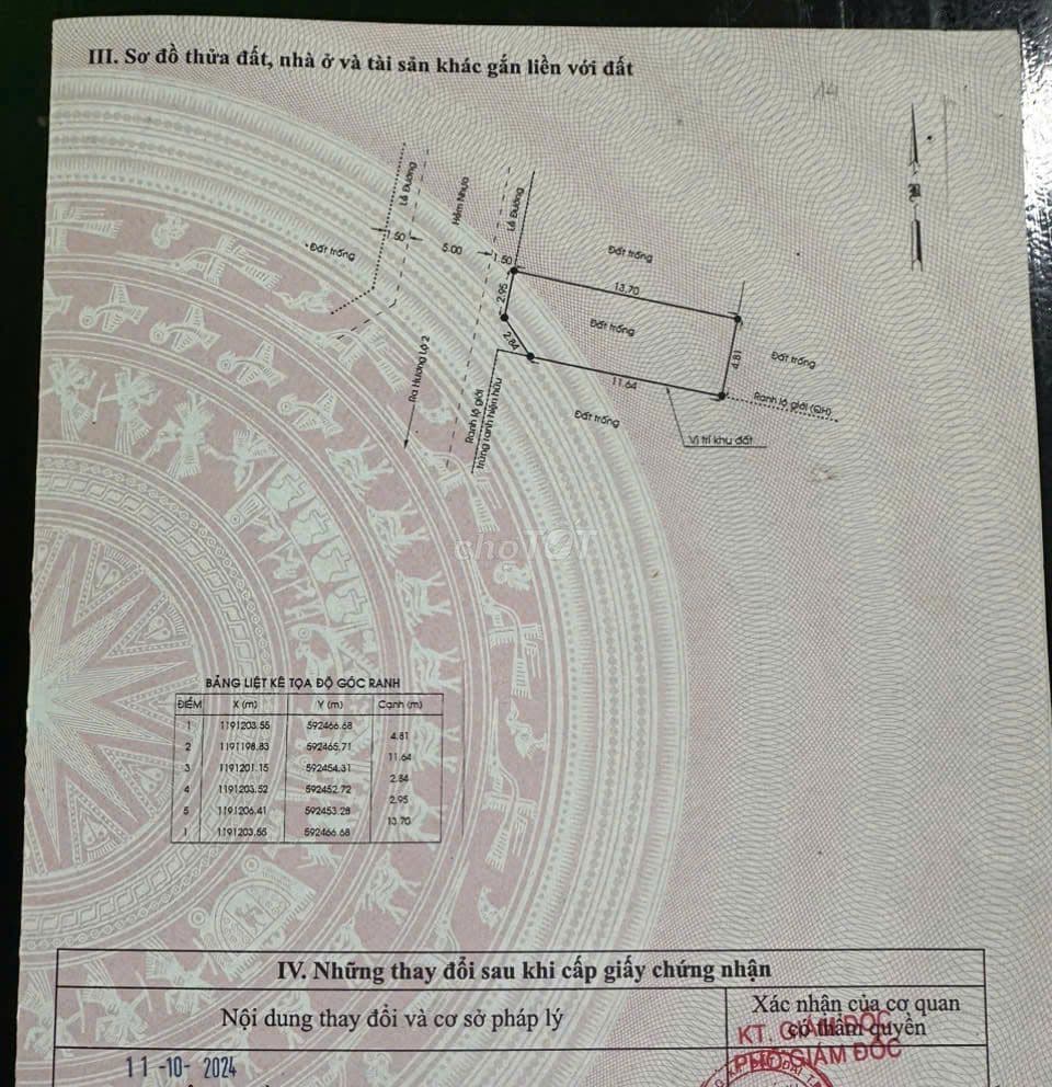 Đất góc 2 mặt tiền 918 Hương Lộ 2 (4,8m*14m) hẻm 10m sát trường học