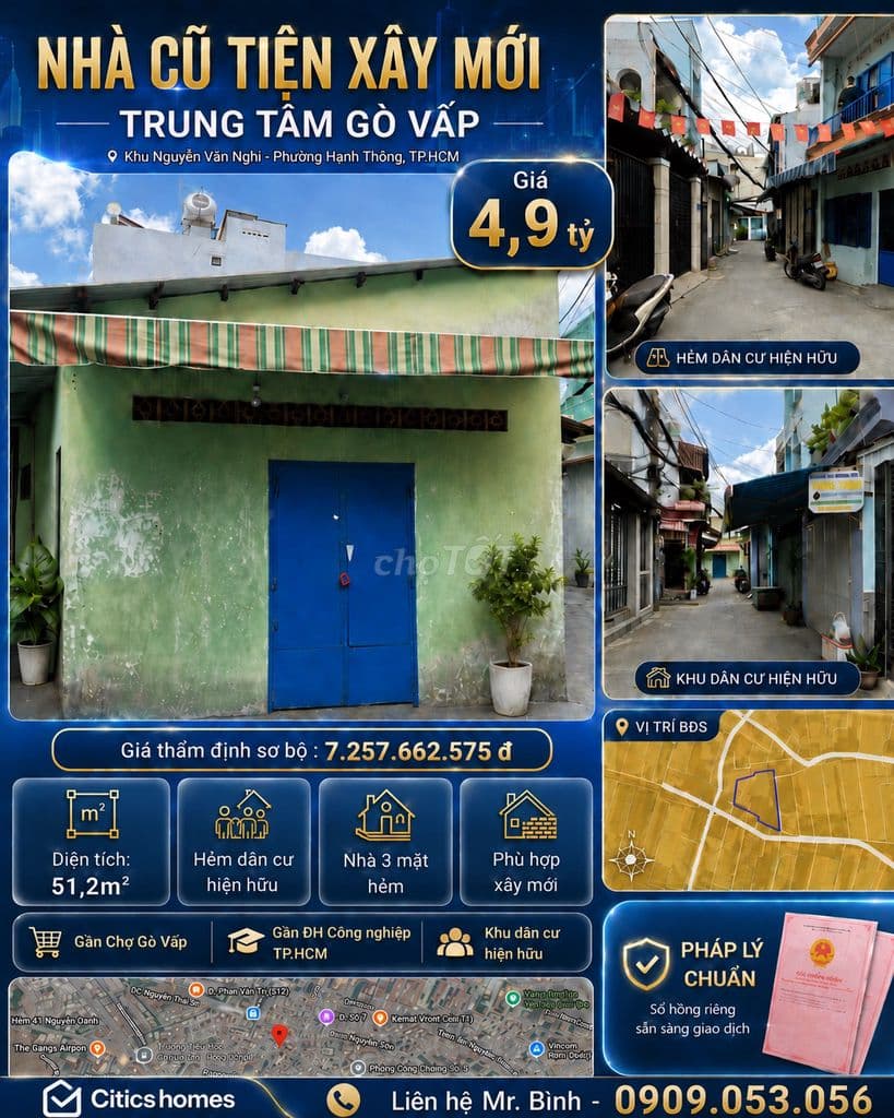 Nhà cũ tiện xây mới Gò Vấp, 51m², giá 4,9 tỷ